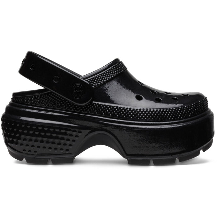 Damen Pantoletten Crocs Stomp High Shine Clog Blk