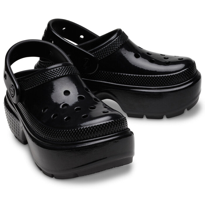 Damen Pantoletten Crocs Stomp High Shine Clog Blk