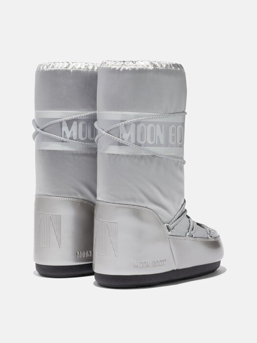 Damen Schneestiefel Moon Boot ICON GLANCE SILVER SATIN BOOTS