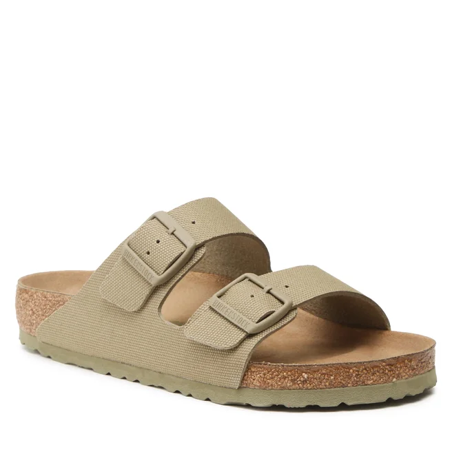 Herren Pantoletten BIRKENSTOCK ARIZONA TEX CANVAS FADED KHAKI VEG