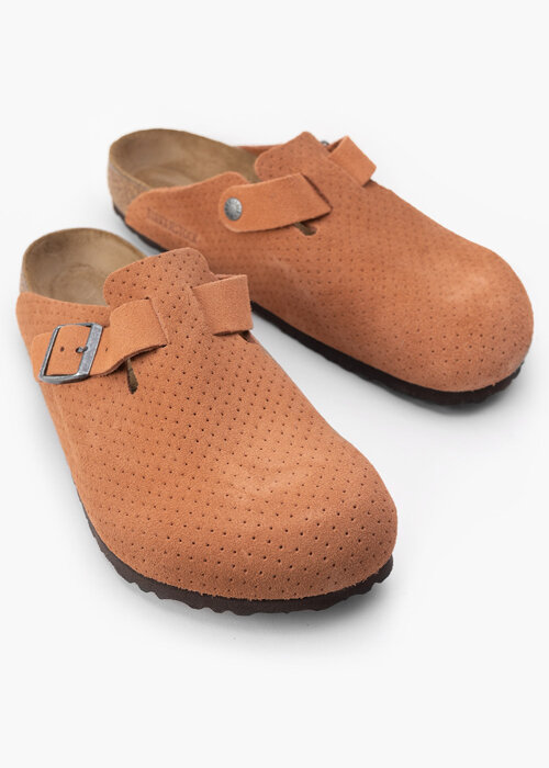 Herren Pantoletten BIRKENSTOCK BOSTON LEVE DOTTED BURNT ORANGE