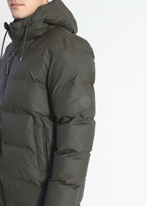 Unisex Winterjacke Grün Rains Long Puffer Jacket
