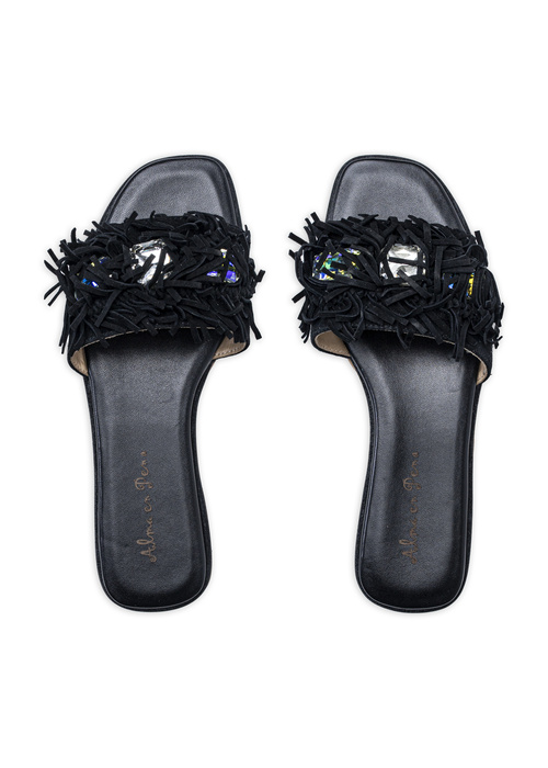 Damen Pantoletten Schwarz Alma En Pena Sude Black V22442-015