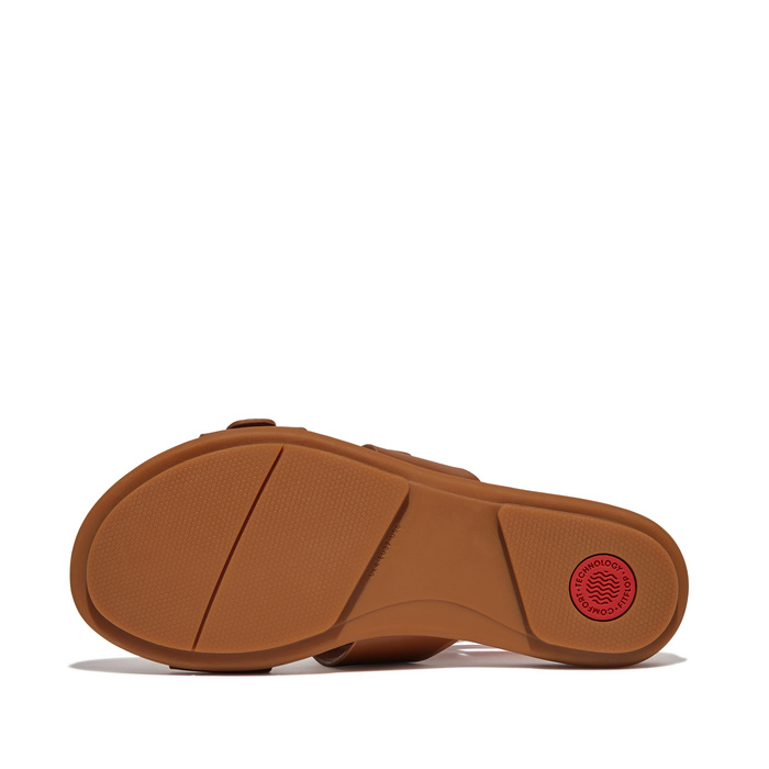 Damen Sandalen FITFLOP GRACIE RUBBER-BUCKLE TWO-BAR LEATHER SLIDES
