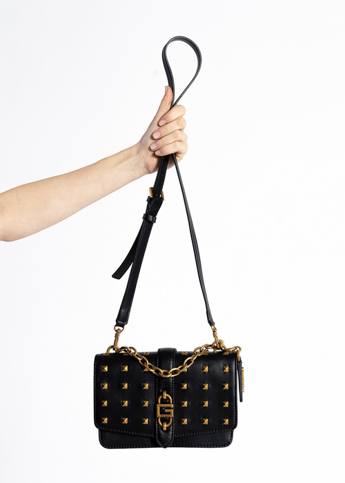 Damen Handtasche Schwarz GUESS SQUARE G LUX CROSSBODY FLAP