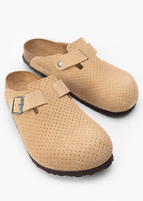 BIRKENSTOCK BOSTON LEVE DOTTED NEW Herren Pantoletten beige