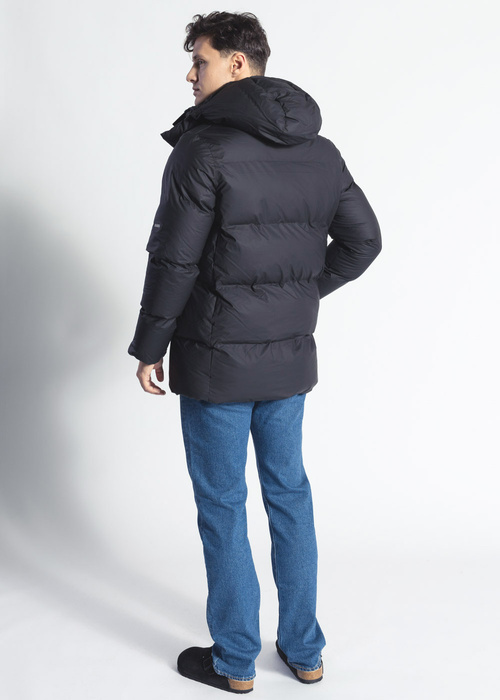Unisex Winterjacke Schwarz Rains Boxy Puffer Parka