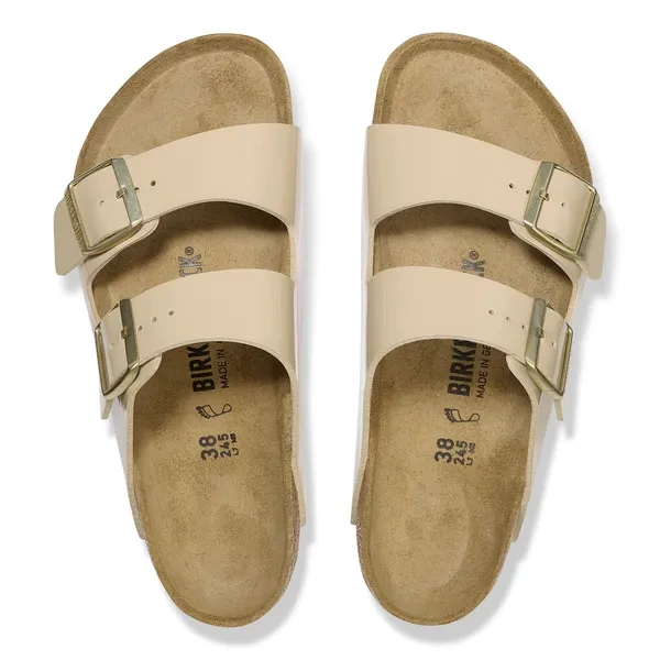 BIRKENSTOCK Arizona BF Patent Sand Damen Pantoletten