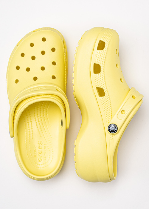 Damen Pantoletten Gelb Crocs Classic Platform Clog