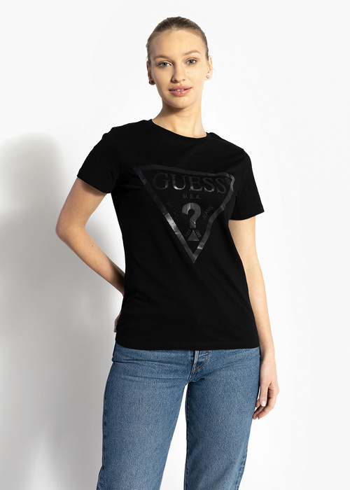 Damen T-Shirt Schwarz GUESS ADELE SS CN TEE