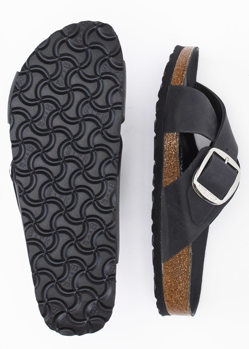 Damen Pantoletten Schwarz BIRKENSTOCK SIENA BIG BUCKLE LEOI 