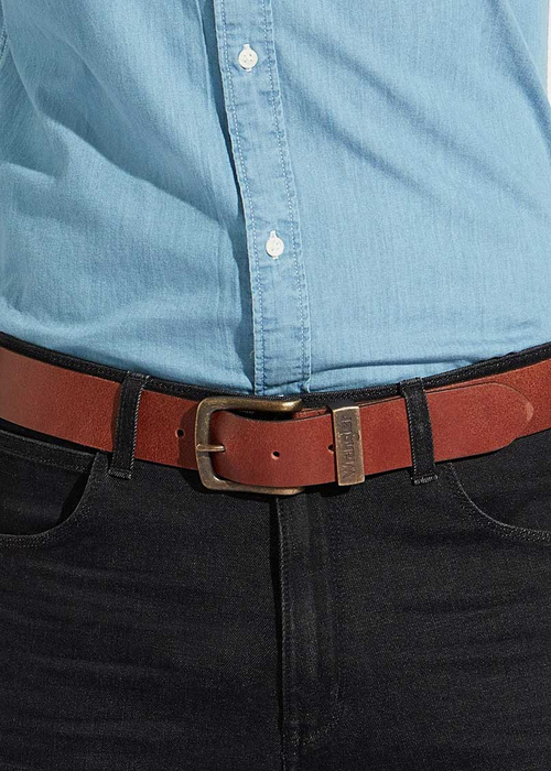 Herrengürtel WRANGLER METAL LOOP COGNAC